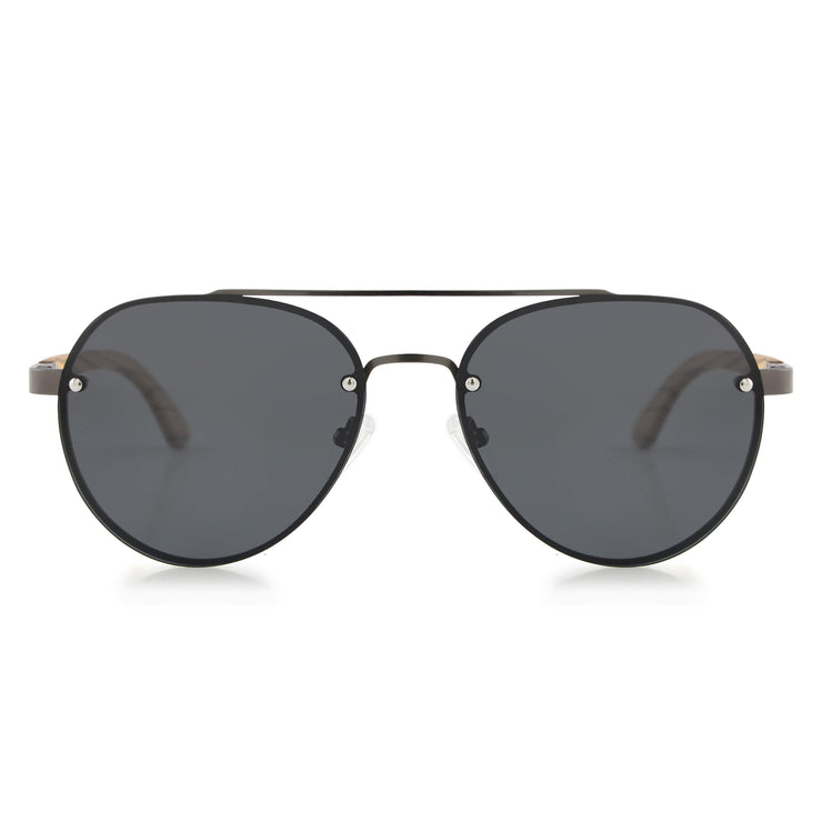 Vickmars FLIGHT NEGRO gafas de sol de madera frontal